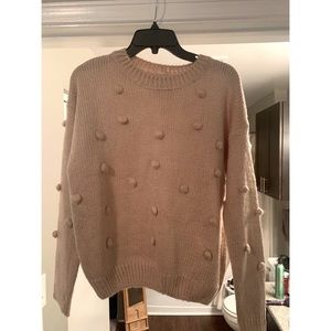 Blush polka dot cropped sweater